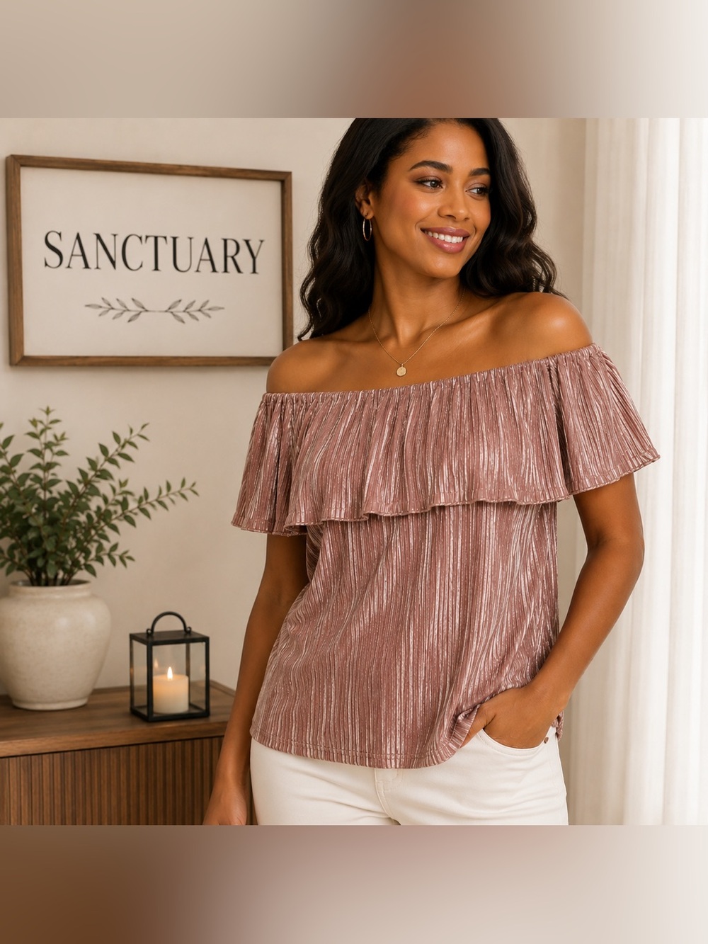 NWT sanctuary Coastal Rose Pleated Top (XL)